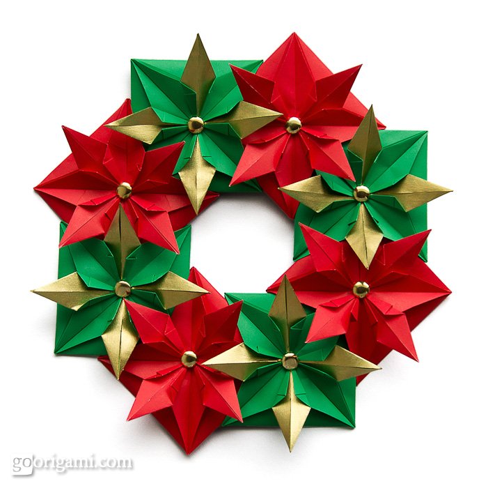 Origami Christmas Wreath Holiday Origami Go Origami